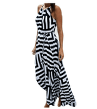 Load image into Gallery viewer, Black and White Stripe Maxi Dress