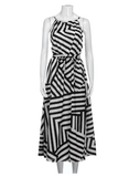 Load image into Gallery viewer, Black and White Stripe Maxi Dress