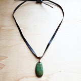 Load image into Gallery viewer, Leather Necklace with Natural Turquoise Pendant-Brown