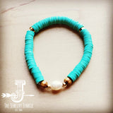 Load image into Gallery viewer, Bracelet Bar-Turquoise and Pearl Stretch Bracelet