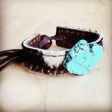 Load image into Gallery viewer, Leather Cuff w/ Turquoise &amp; Brindle