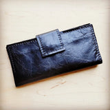 Load image into Gallery viewer, Distressed Black Leather Wallet w/ Snap