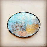 Load image into Gallery viewer, Heavy Metal Turquoise Leather Belt Buckle