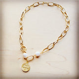 Load image into Gallery viewer, Gold Chain Necklace with Freshwater Pearls and Charm