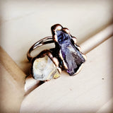 Load image into Gallery viewer, Genuine Amethyst and Quartz Ring in a Copper Setting