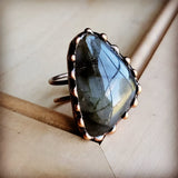 Load image into Gallery viewer, Genuine Labradorite Ring set in Antique Copper