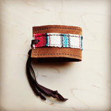 Load image into Gallery viewer, Leather Cuff w/ Leather Tie-Pastel Serape