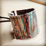 Load image into Gallery viewer, Leather Cuff in Turquoise Chateau