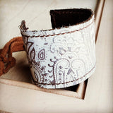 Load image into Gallery viewer, Leather Cuff in Oyster Paisley