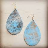 Load image into Gallery viewer, Leather Teardrop Earring-Heavy Metal Turquoise