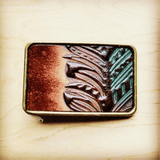 Load image into Gallery viewer, Brown Feather Leather Belt Buckle