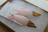 Load image into Gallery viewer, Gold Dipped Light Pink Feather Earrings