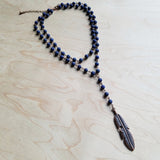 Load image into Gallery viewer, Blue Lapis Necklace w/ Copper Feather