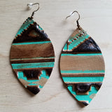 Load image into Gallery viewer, Leather Oval Earrings in Navajo