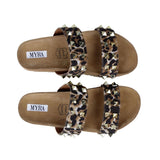 Load image into Gallery viewer, Leopard Studded Sandals by Myra Bag