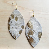 Load image into Gallery viewer, Leather Oval Earrings-Cream and Gold Hair on Hide